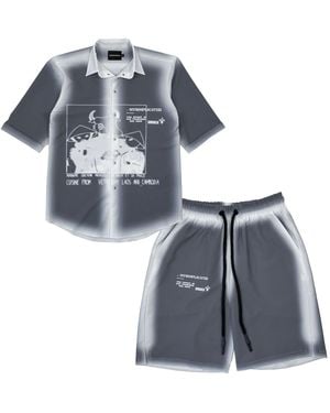 mysimplicated Short Sleeve Shirt And Bermuda Set With Laos Design - Blue