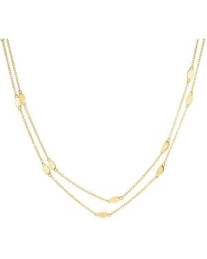 Nazzar Oval Disc Station Double Layer Necklace - Metallic