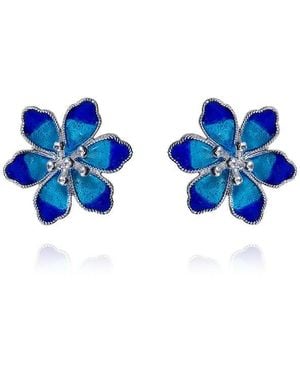 Far East Jewelry Handcrafted & Enamel Spring Fairy Earrings - Blue