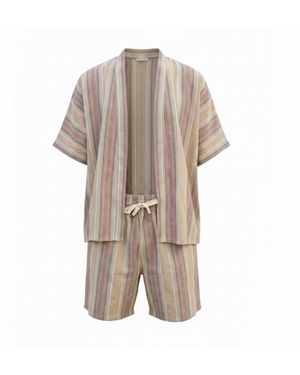 ORIGIN OF HEARTS Arden Resort Cotton Kimono Co-Ord Set - Natural
