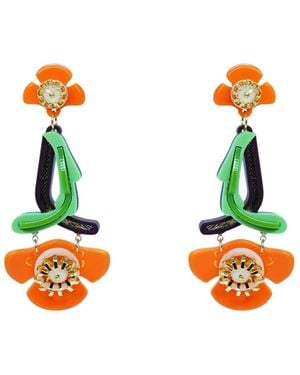 Gissa Bicalho Acrylic Handmade Earring L Wild Flower Living Coral - Multicolour