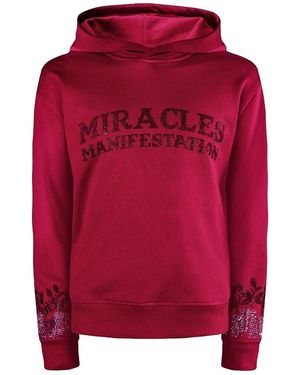 Miracles Manifester Positive Affirmation Hoodie With Rhinestone Design - Red