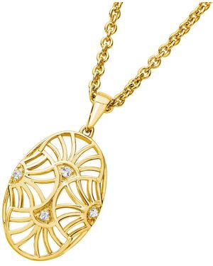 Lucy Quartermaine Art Deco Oval Pendant - Metallic
