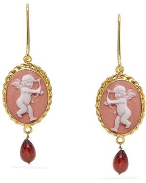 Vintouch Italy Cupido Cameo Earrings With Garnet - Pink