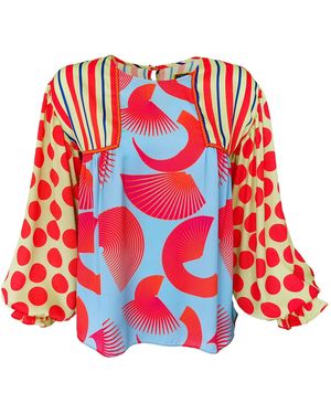 Lalipop Design Fun Colourful Satin Shirt - Red