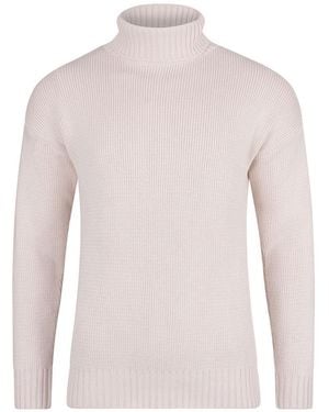 Paul James Knitwear Neutrals Cotton Submariner Roll Neck Arthur Jumper - Natural