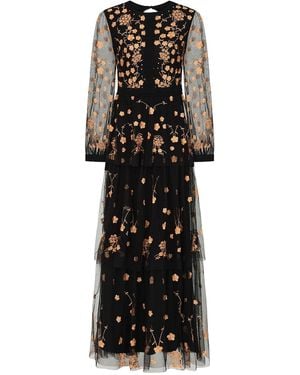 Frock and Frill Azara Floral Embroidered Maxi Dress - Black