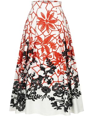 Marianna Déri Mixed-Print Floral Maxi Skirt - Red