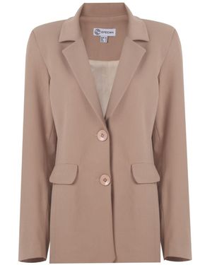 NALÈ Neutrals Nude Blazer With Shoulder Pads, Detachable Belt & High Waist Trouser - Brown