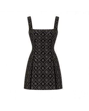 Richa Sharma Velvet Mini Dress With Handcrafted Metallic Embroidery - Black