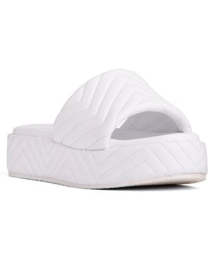 Beautiisoles by Robyn Shreiber Made in Italy Deedee Platform Sandal & Wedge Wedding Work Pool Beach Slide Espadrille Leather Sandal - White