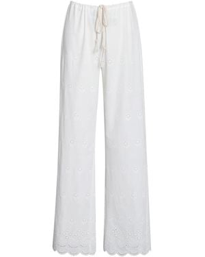 Miss Circle New York Raina Cotton Eyelet Straight Pants - White