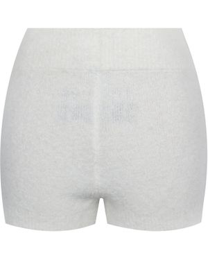 Miss Circle New York Sera Wool-Blend Ribbed Knit Mini Shorts - White