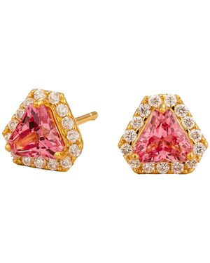 Juvetti Diana Earrings With Padparadscha Sapphires And Diamonds - Red