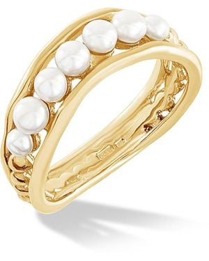Dower & Hall Solid Pearl Waterfall Ring - Metallic