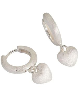 Claire Hill Designs Brushed Heart Huggie Hoops - Metallic
