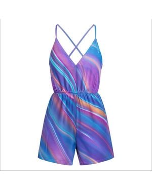 Noblesse Oblige Pride Holographic Mesh Romper - Blue