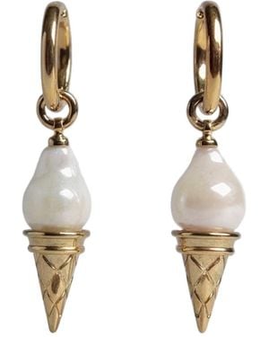 Ninemoo Pearl Ice Cream Hoop Earrings - Metallic