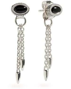 Stone Fruit Bolo Chain Earrings - Metallic