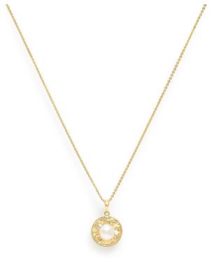 Pearls of the Orient Online Credo Brushed Disk Pendant With Cultured Freshwater Pearl - Metallic