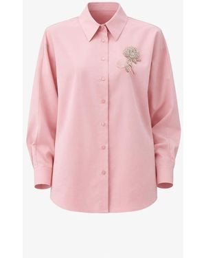 Exquise Jaelyn Bead Embellished Shirt – - Pink