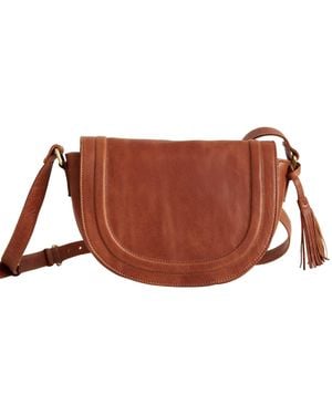 VIDA VIDA Luxury Soft Leather Saddle Bag With Tassel Tan - Brown