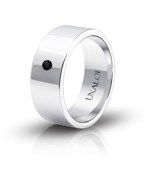 Unaloe Sterling Wide Band Ring With Stone – Bold Minimal Jewellery Statement Ring - White
