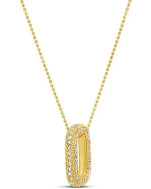 SHYMI Oval Pave Charm Pendant Necklace - Metallic