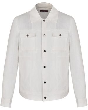 DAVID WEJ Hugo Linen Trucker Jacket - White