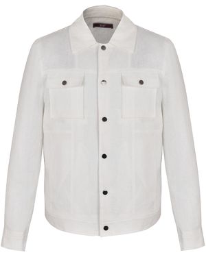 DAVID WEJ Hugo Linen Trucker Jacket - White