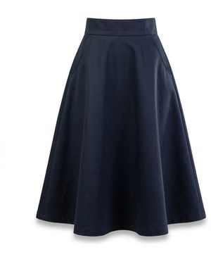 Nikka Place Cotton Midi Flared Skirt With High Waist And Pockets - Blue