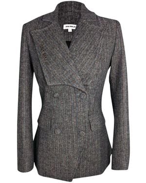 Ana Malik Llc Double Breasted Wool Blazer By Ana Malik - Grey