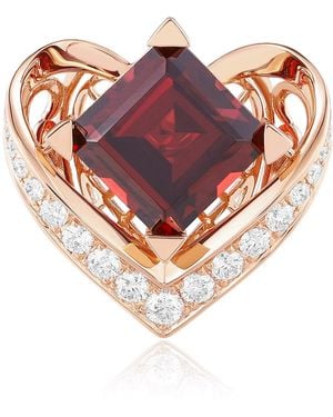 Artisan Rose 14K Rose Garnet & Diamond Heart Ring - Pink