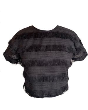 Mirimalist Fringe Crop Top - Black