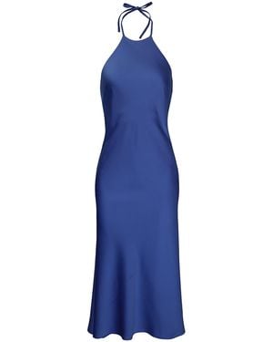 2KStyle Alexander Open-Back Halterneck Satin Midi Dress - Blue