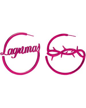 Lavani Jewels Lágrimas Fuchsia Hoops - Pink
