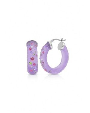 Gold & Honey Small Oval Confetti Hoop Earrings - Purple