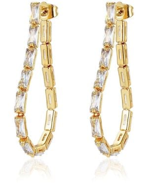 Rare Matters Jewelry Crystal Link Hoops Earrings - Metallic
