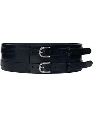 Haute Cuir Patrician Wide Leather Belt - Blue