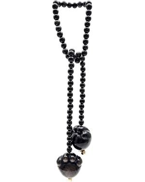 Farra Obsidian Pat Paw Open-Ended Versatile Bag Charm - Black