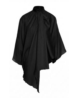 BLUZAT Asymmetric Elegant Blouse - Black