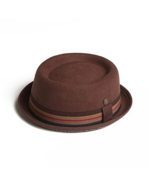 Dasmarca Hats Nico Felt Skimpy Brim Short Brim Rude Boy Mod Style Porkpie Hat - Brown