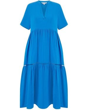 Yumi' Double Cotton Long Kaftan - Blue