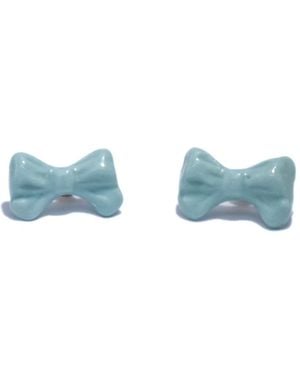 H2 Studio Bowtie Maniac Mini Bowtie Earrings Apple - Blue
