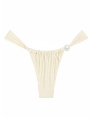 Montce Neutrals Cream Silkie Sandra Pearl Bikini Bottom - White
