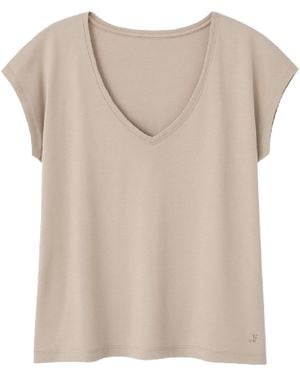 Conquista Essential Dolman Sleeve V-Neck T-Shirt - Natural