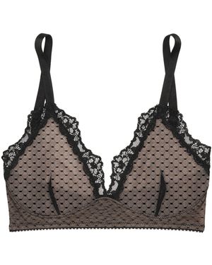 Verdant Intimates Dot Mesh Triangle Bra - Brown