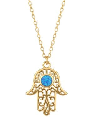 LÁTELITA London Hamsa Hand Filigree Opal Pendant Necklace - Metallic