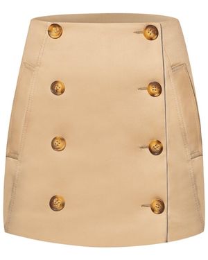 Tia Dorraine Button Front Mini Skirt - Natural