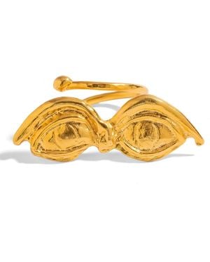 Ebru Jewelry All Seeing Eyes Wrap Mystic Ring - Yellow